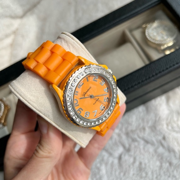 Geneva Orange Platinum Women’s Watch with Adjustable Band - Picture 5 of 7